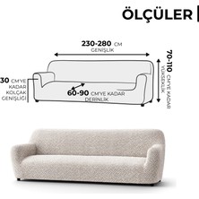 Paulato Lastikli Esnek ve Yıkanabilir 4 Kişilik Koltuk Örtüsü Çekyat Kanepe Kılıfı - Desenli Bej