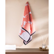 Dalmatien Ipliği Boyalı Yüz Havlusu - Somon - 50X85 cm