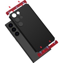 Seashell Digital Samsung Galaxy S24 Ultra Kılıf 3 Parça Mat Yüzeyli Sert Pc Kabuk Telefon Kapağı-Siyah/kırmızı (Yurt Dışından)