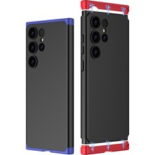 Seashell Digital Samsung Galaxy S24 Ultra Kılıf 3 Parça Mat Yüzeyli Sert Pc Kabuk Telefon Kapağı-Siyah/kırmızı (Yurt Dışından)