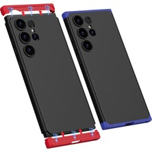 Seashell Digital Samsung Galaxy S24 Ultra Kılıf 3 Parça Mat Yüzeyli Sert Pc Kabuk Telefon Kapağı-Siyah/kırmızı (Yurt Dışından)
