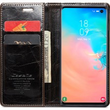 Seashell Digital Samsung Galaxy S10E Kılıf Deri Telefon Kapağı Yağlı Balmumu Crazy Horse Doku-Kahve (Yurt Dışından)