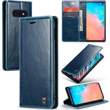 Seashell Digital Samsung Galaxy S10E Kılıf Deri Telefon Kapağı Yağlı Balmumu Crazy Horse Doku-Mavi (Yurt Dışından)