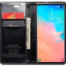 Seashell Digital Samsung Galaxy S10E Kılıf Deri Telefon Kapağı Yağ Mumu Crazy Horse Doku-Siyah (Yurt Dışından)