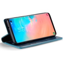 Seashell Digital Samsung Galaxy S10E Kılıf Deri Telefon Kapağı Yağlı Balmumu Crazy Horse Doku-Mavi (Yurt Dışından)