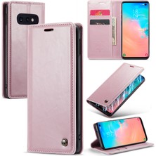 Seashell Digital Samsung Galaxy S10E Kılıf Deri Telefon Kapağı Yağ Mumu Crazy Horse Doku-Pembe (Yurt Dışından)