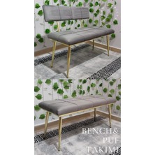 Özcan Mobilya Aksesuar Gold Metal Ayaklı Sırtlı & Sırtsız Mutfak Salon Antre Yatak Odası Puf Bank Oturak Takımı