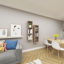 Dekormer Design Kitaplık Duvar Rafı Çapraz Ikili Mobilya Takım Cordoba