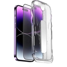 NOVKA Phone Accessories  iPhone 14 Uyumlu Tam Kaplayan Siyah Çerçeveli Magic Ekran Koruyucu Cam Kolay Uygulama Aparatlı
