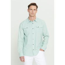 Altınyıldız Classics Erkek Su Yeşili Slim Fit Dar Kesim Klasik Yaka Pamuklu Gömlek
