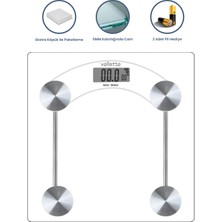 valletta Damascus Pil Hediyeli Dijital Cam Baskül Tartı 180 Kg Lcd Ekranlı Beyaz