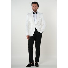 Parez Premium Erkek Slim Fit Italyan Stil  Smokin Şal Yaka Damatlık Ceket Pantolon papyon