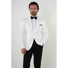 Parez Premium Erkek Slim Fit Italyan Stil  Smokin Şal Yaka Damatlık Ceket Pantolon papyon