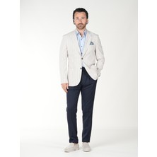 Parez Premium Erkek Slim Fit Italyan Stil Torba Cepli Punto Dikişli Astarsız Çizgili  Ceket