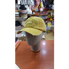 Salar Ticaret Eskitme Şapka Pamuklu Retro Kep 58-60 cm Hardal Rengi