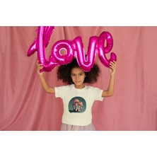 Bubuga Kız Çocuk Pamuk Küçük Mantar Baskılı Kısa Kol Tshirt