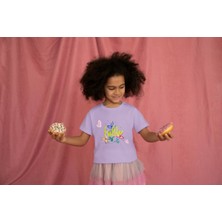 Bubuga Kız Çocuk Pamuk Hello Çiçek Baskılı Kısa Kol Tshirt