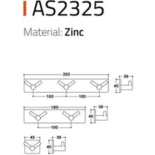 System 2325 Yapışkanlı Askı Siyah Renk 45MM (AS2325 0045 Al6-Al6)