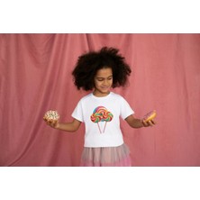 Bubuga Kız Çocuk Pamuk Lolipop Baskılı Kısa Kol Tshirt