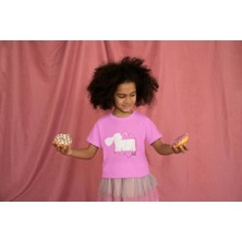 Bubuga Kız Çocuk Pamuk So Chic Çanta Baskılı Kısa Kol Tshirt