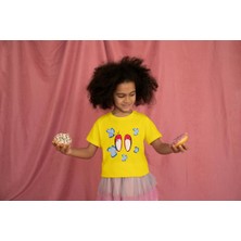 Bubuga Kız Çocuk Pamuk Kırmızı Ayakkabı Baskılı Kısa Kol Tshirt