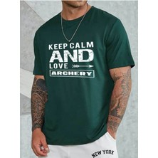 Medinenur Unisex Keep Calm Bisiklet Yaka T-Shirt