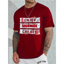 Medinenur Enjoy Baskılı Unisex Bisiklet Yaka T-Shirt