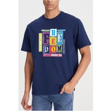 Medinenur Feedom Baskılı Unisex Bisiklet Yaka T-Shirt