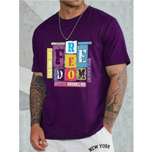 Medinenur Feedom Baskılı Unisex Bisiklet Yaka T-Shirt