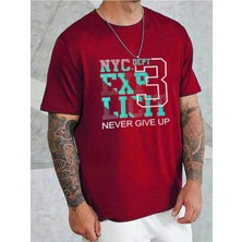 Medinenur Unisex Nyc Baskılı Bisiklet Yaka T-Shirt