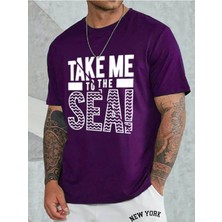 Medinenur Unisex Take Me Baskılı Bisiklet Yaka T-Shirt