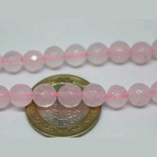 Yaşam Tohumu Çeyrek Dizi (9cm Uzunluğundadır!) Pembe Kuvars Taşı Faset Kesim Çeyrek Dizi 8mm