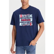 Medinenur Enjoy Baskılı Unisex Bisiklet Yaka T-Shirt