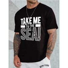 Medinenur Unisex Take Me Baskılı Bisiklet Yaka T-Shirt