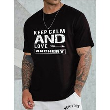 Medinenur Unisex Keep Calm Bisiklet Yaka T-Shirt
