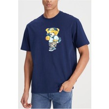 Medinenur Unisex Peluş Ayı Baskılı Bisiklet Yaka T-Shirt