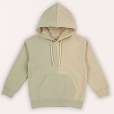 Panço Erkek Çocuk Kontrast Parçalı Kapüşonlu Sweatshirt