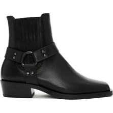 Derimod Kadın Siyah Toka Detaylı Deri Kovboy Bot 24WFD151818