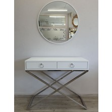 Ayna Denizi Circle Eighty White Model Beyaz Renk Metal Çerçeveli Yuvarlak Dairesel Dekoratif Ayna