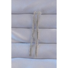 Callerrons Accessories  Pirinç Gümüş Renk Zirkon Taşlı Su Yolu Model Küpe - EBJ240807W25605