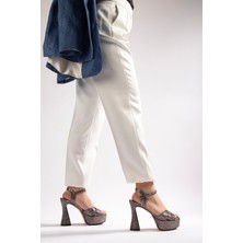 Nemesis Shoes Camelia Kadın Abiye Platform Topuklu Ayakkabı Nikel Taşlı