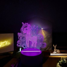 Bunny Gift Shop Pembe 3D Unicorn LED Gece Lambası