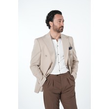 Parez Erkek Premium Italyan Stil Slim Fit Erkek Punto Dikişli Torba Cepli Yarım Astarlı Kruvaze Ceket