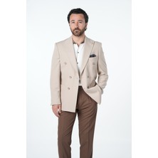 Parez Erkek Premium Italyan Stil Slim Fit Erkek Punto Dikişli Torba Cepli Yarım Astarlı Kruvaze Ceket