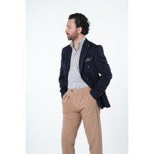 Parez Erkek Premium Italyan Stil Slim Fit Erkek Punto Dikişli Torba Cepli Yarım Astarlı Kruvaze Ceket