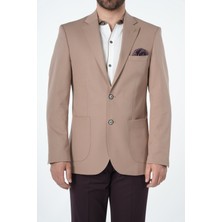 Parez Erkek Premium Italyan Stil Slim Fit Erkek Punto Dikişli Torba Cepli Yarım Astarlı Ceket