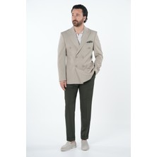 Parez Erkek Premium Italyan Stil Slim Fit Erkek Punto Dikişli Torba Cepli Yarım Astarlı Kruvaze Ceket