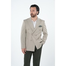 Parez Erkek Premium Italyan Stil Slim Fit Erkek Punto Dikişli Torba Cepli Yarım Astarlı Kruvaze Ceket