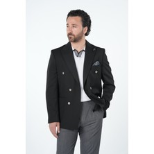 Parez Erkek Premium Italyan Stil Slim Fit Erkek Punto Dikişli Torba Cepli Yarım Astarlı Kruvaze Ceket