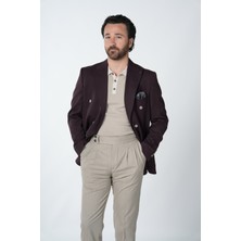 Parez Erkek Premium Italyan Stil Slim Fit Erkek Punto Dikişli Torba Cepli Yarım Astarlı Kruvaze Ceket